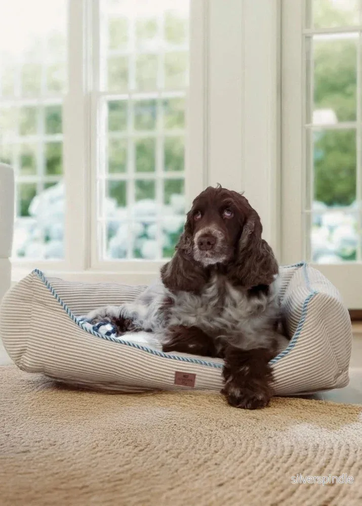 Lexington Strip Org Cotton Dog Bed BE/Wh/BL 60*45 - Bild 3