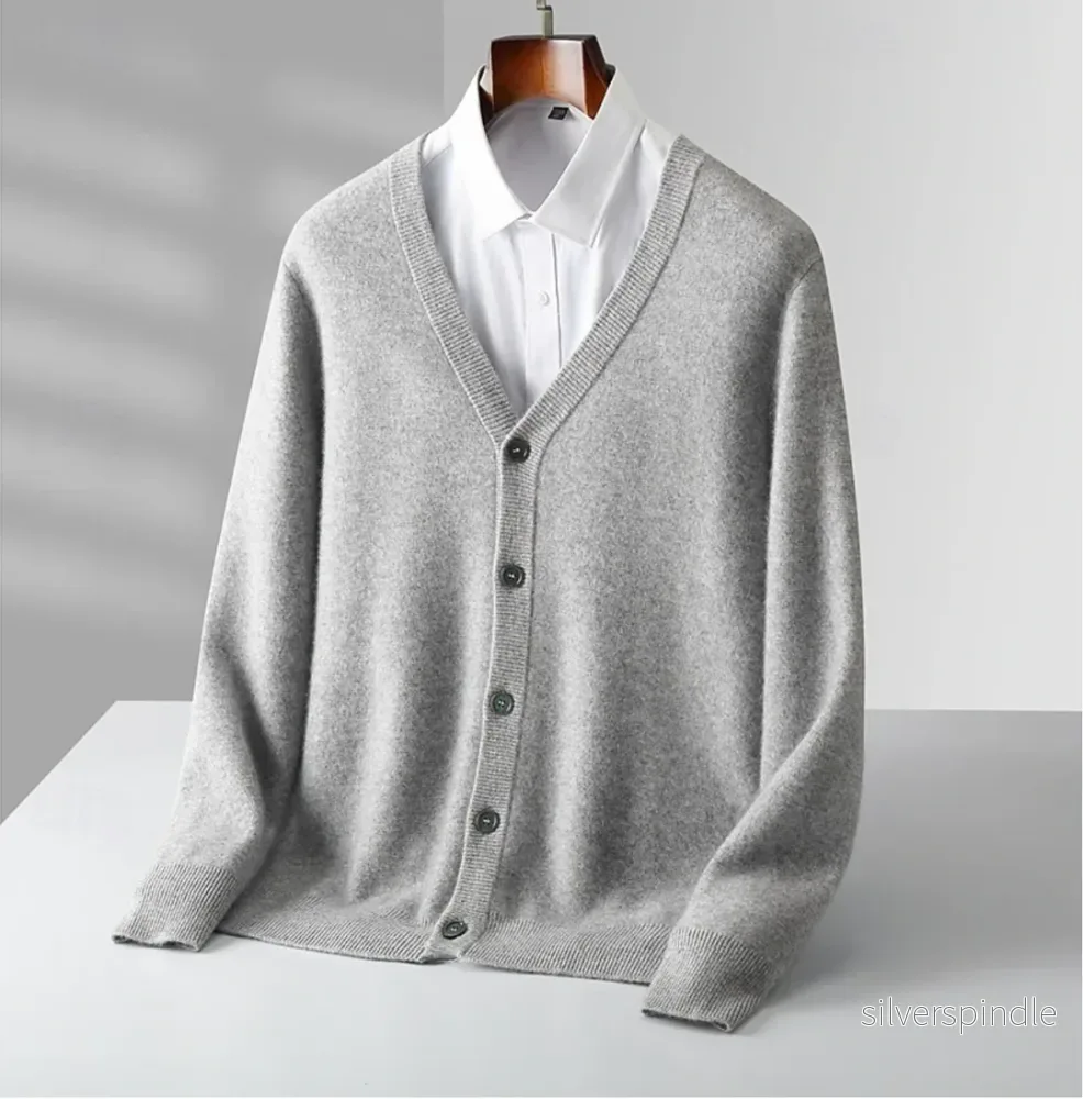 Mångsidig Cardigan för Män med Djup V-ringning och Knäppning | Perfekt för Avslappnade och Smart Casual Tillfällen - Bild 3