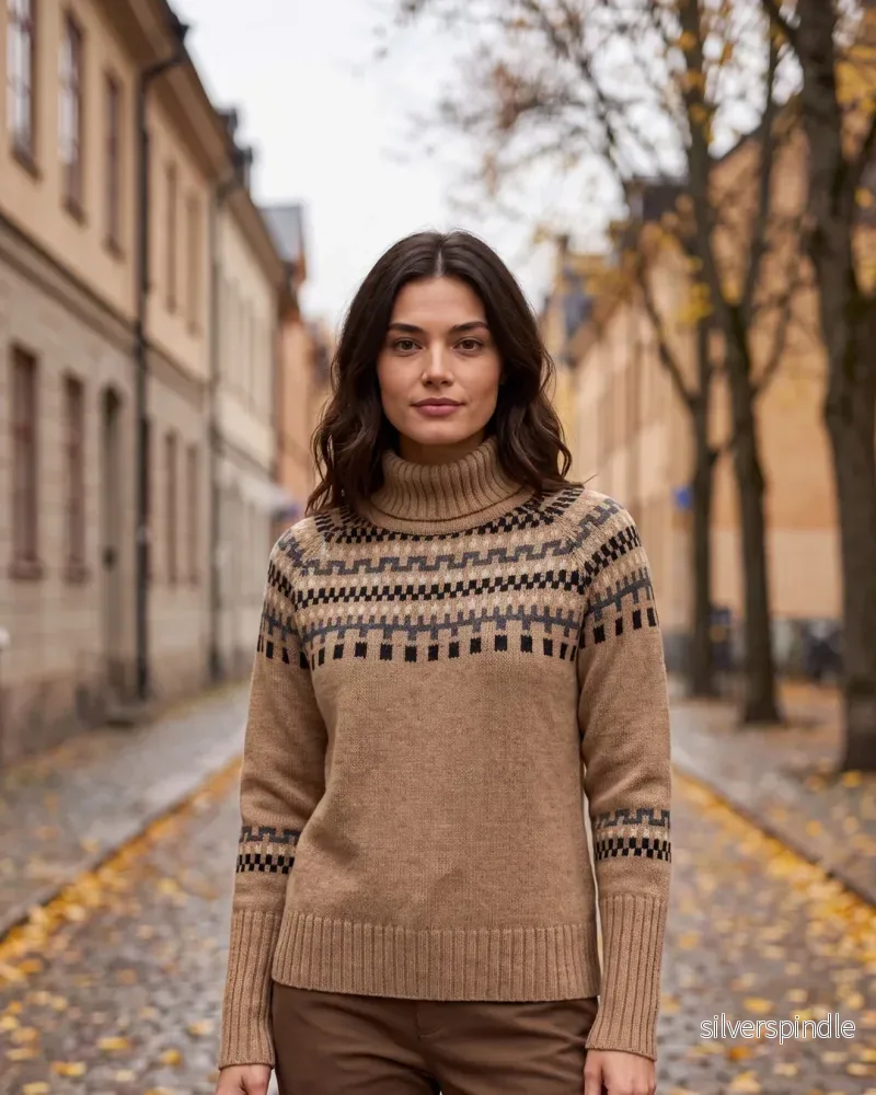 Klassisk Fair Isle | Chunky Stickad Tröja för Kvinnor med Hög Halsringning | Tidlös Vinterstil för Komfort och Värme Klassisk Fair Isle | Chunky Stickad Tröja för Kvinnor med Hög Halsringning | Tidlös Vinterstil för Komfort och Värme
