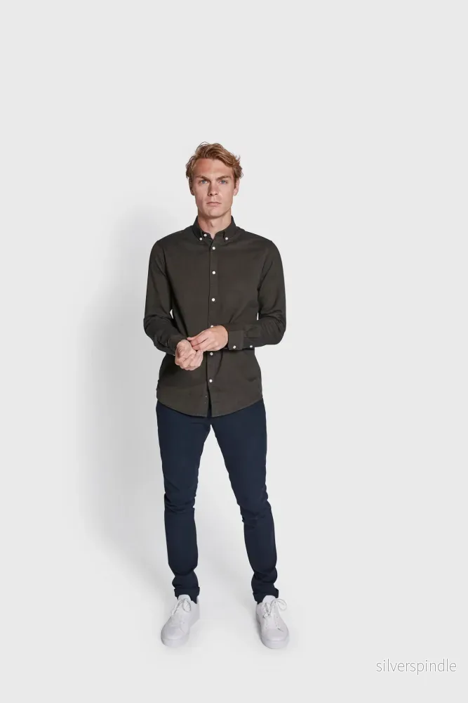 BS Jobe Casual Slim Fit Skjorta - Dark Green - Bild 3