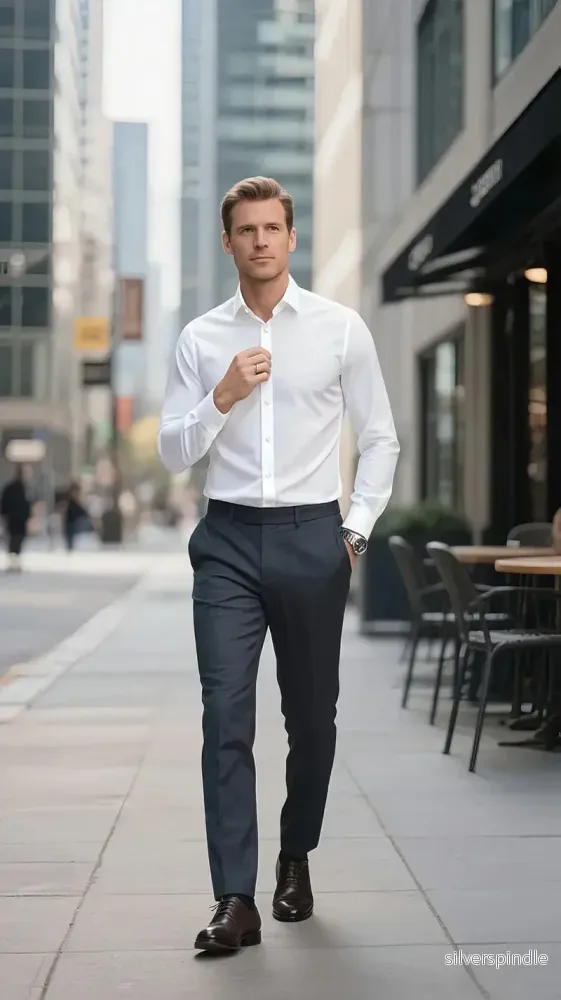 Klassisk Vit Klänningsskjorta för Män med Slim Fit Design | Elegant Look för Alla Tillfällen - Bild 2