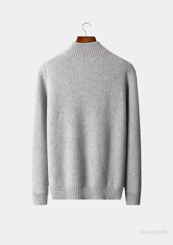 Ribbstickad Cardigan för Herrar med Hög Krage | Mångsidig Design för Alla Säsonger - Bild 3