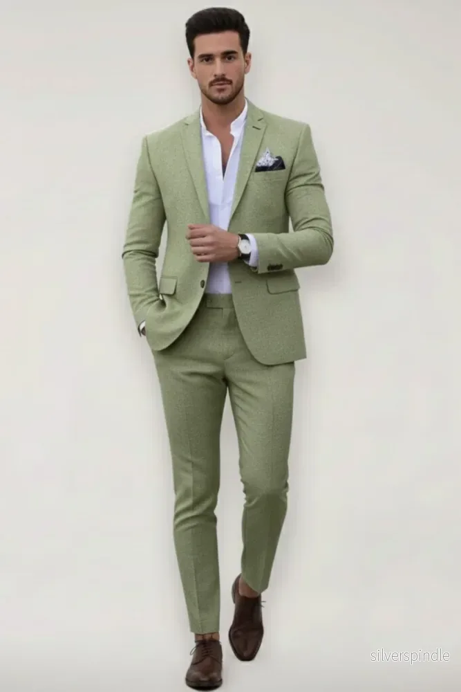 Elegant Slim Fit Kostym Herr med Skräddarsydd Kavaj & Byxor | Perfekt för Bröllop och Formella Tillfällen - Bild 2