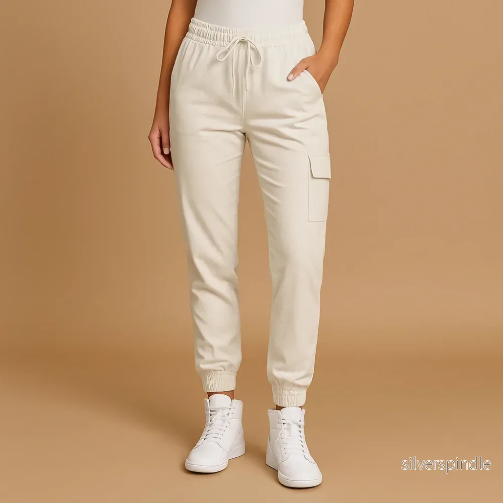 Cargobyxor Dam | Slim Hög Midja med Funktionella Fickor | Smickrande Design för Komfort och Stil - Bild 3