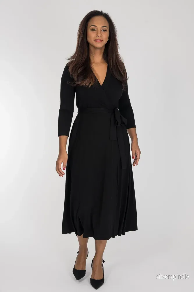 Bestie wrap midi jersey dress - Black - Bild 2