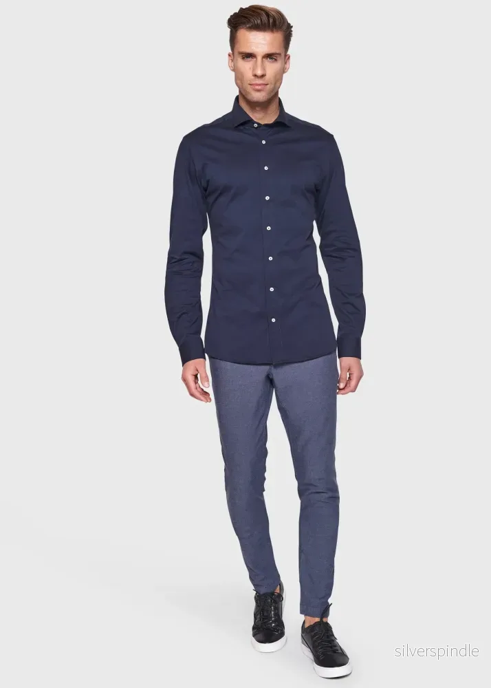BS Raven Slim Fit Skjorta - Navy - Bild 3