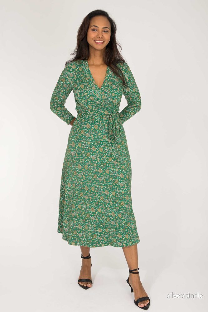 Bestie midi wrap jersey dress – Green Bestie midi wrap jersey dress – Green