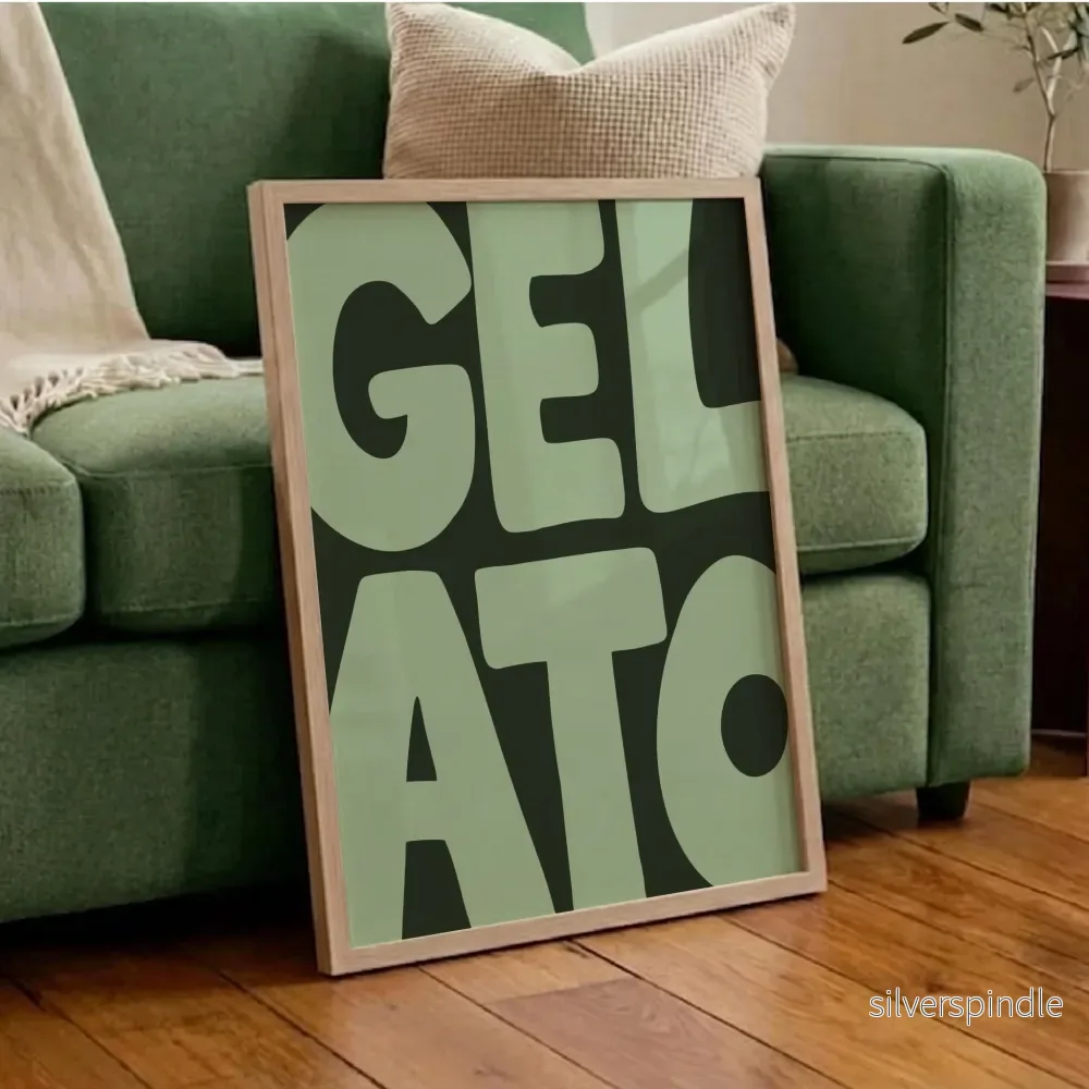 Texttavla i mintgrönt – Gelato med chunky font