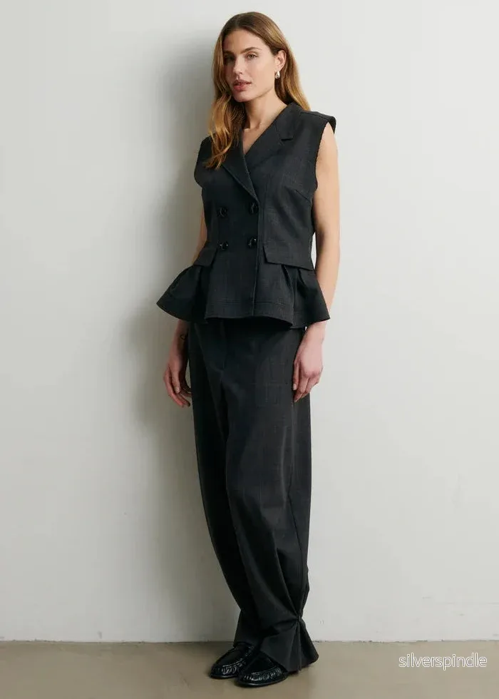 Second Female Anjou Trousers Dark Grey Melange Second Female Anjou Trousers Dark Grey Melange