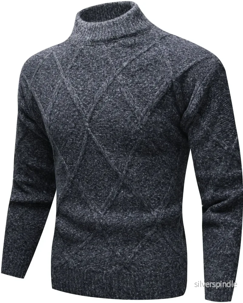 Liam | Mönstrad Slim Fit Hösttröja med Halv Polokrage - Bild 2