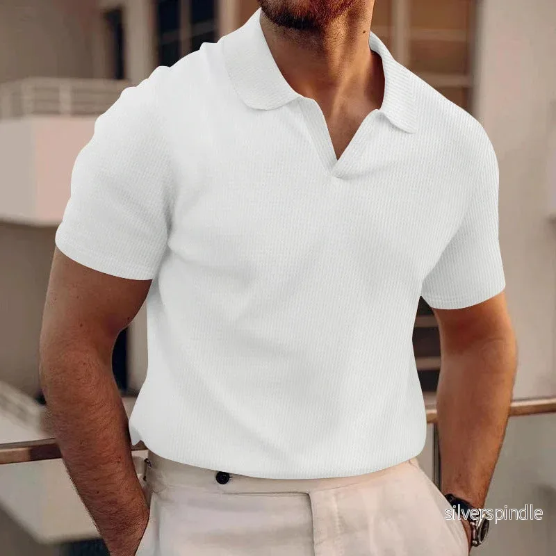 Ethan | Slim Fit Sommar T-shirt med Våffelstickad Krage - Bild 2