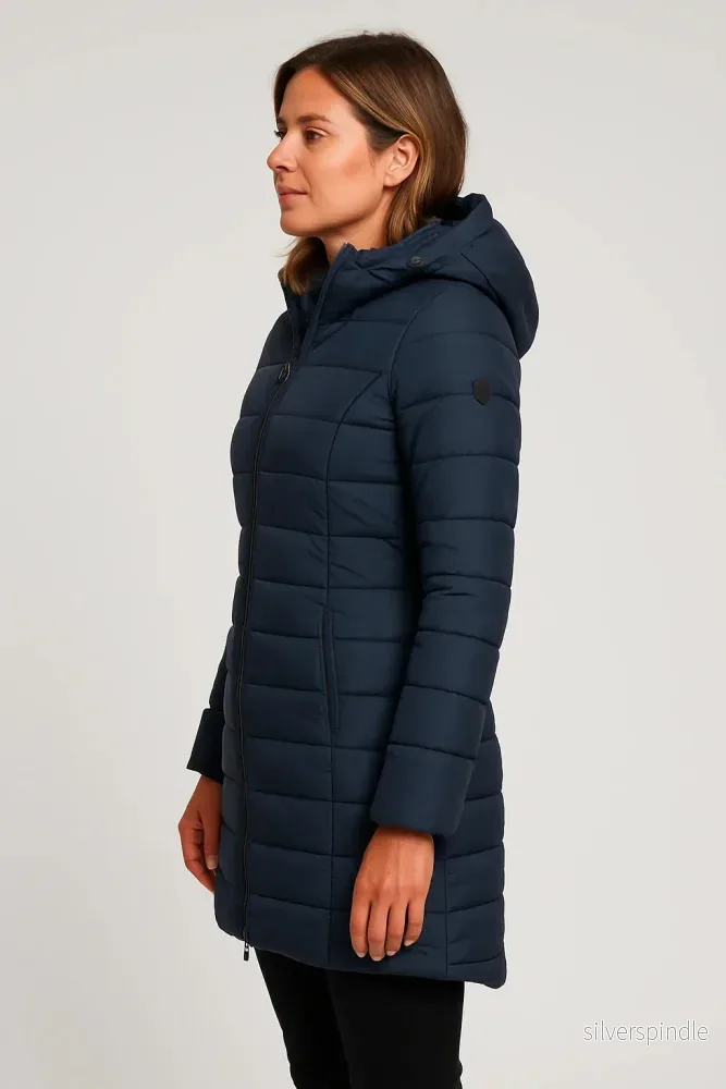 Elegant Quiltad Pufferhuvjacka för Kvinnor med Avtagbar Huva | Mångsidig Design för Komfort och Stil - Bild 2