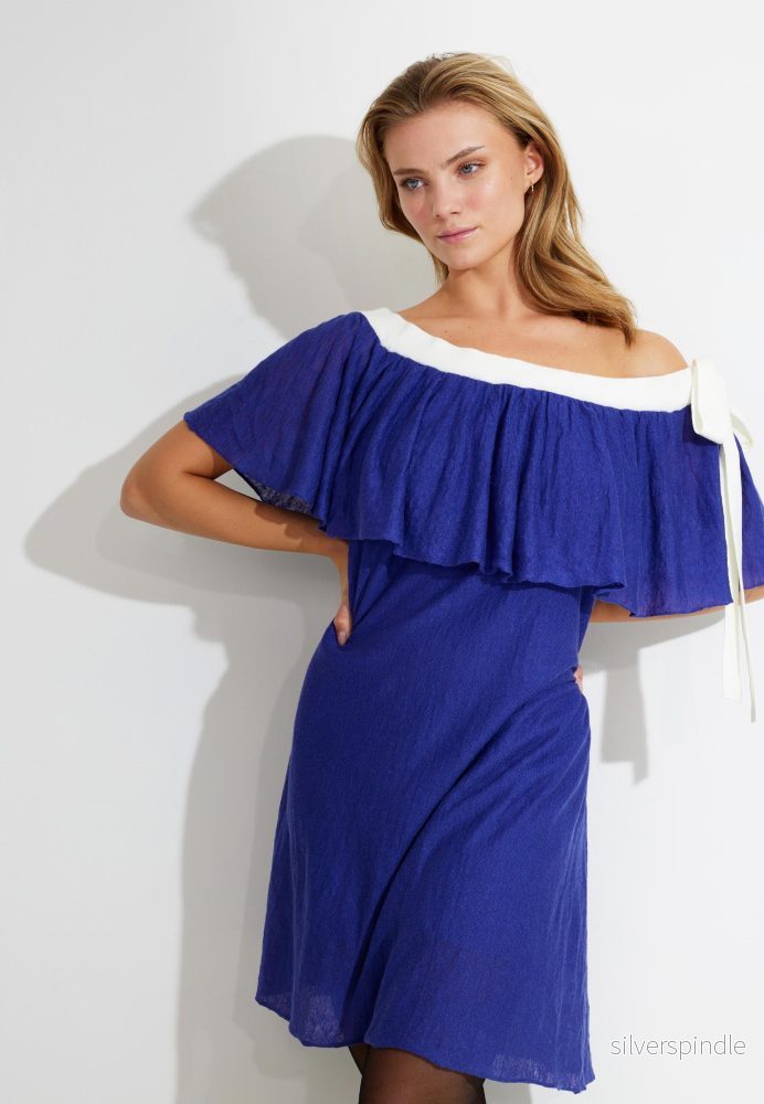 LINEN DRESS - Blå - Bild 2