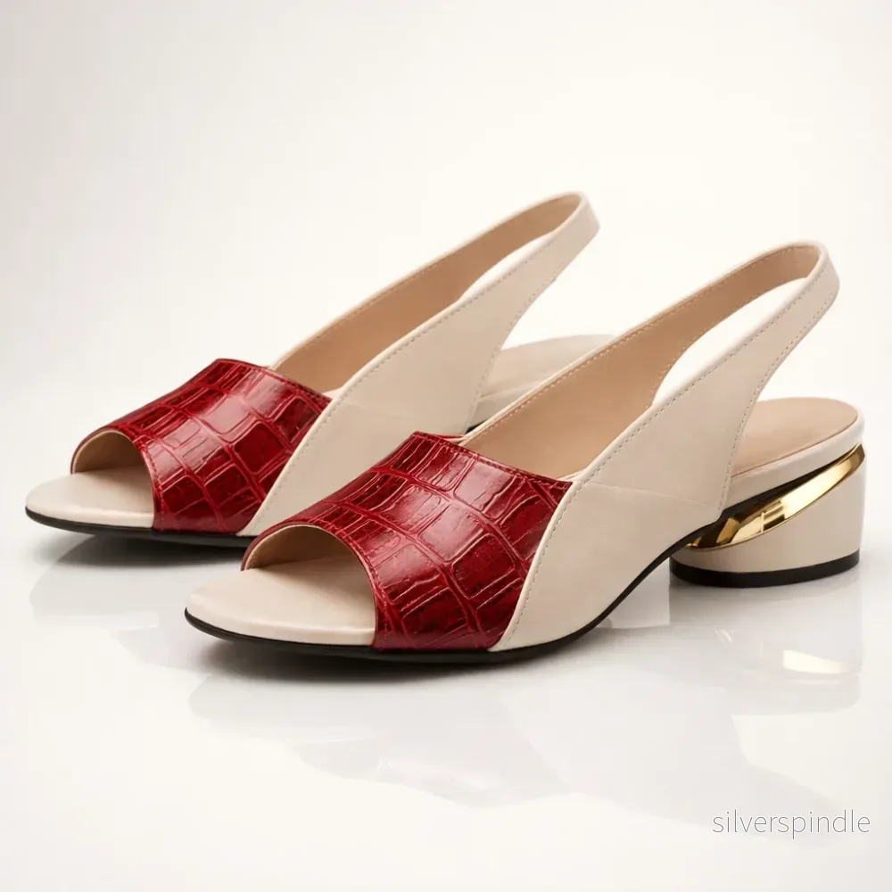 Mason | Elegant Slingback Sandaletter Med Låg Klack - Bild 3