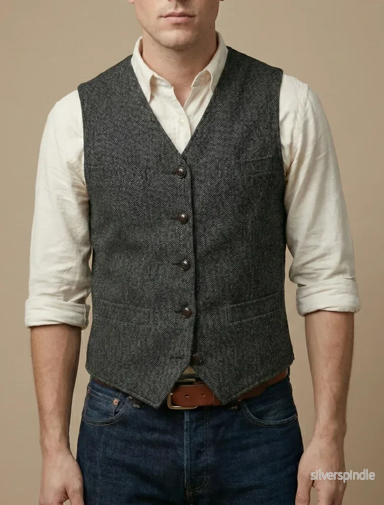 Elegant Väst Herr | Skräddarsydd Väst med Klassisk Knäppning | Perfekt för Formell och Smart Casual Stil