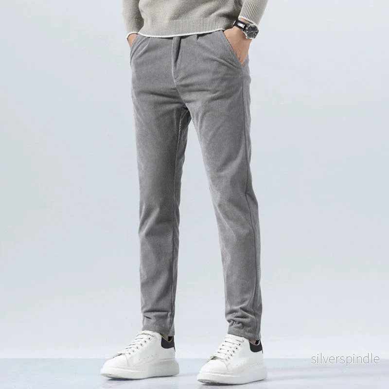 Ethan | Slim Fit Raka Manchesterbyxor i Khaki - Bild 2