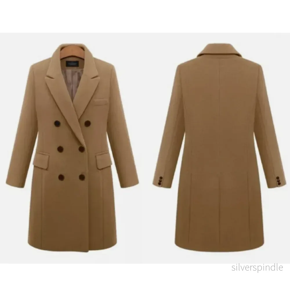 Elegant Kappa | Dubbelknäppt Lång Kappa med Skräddarsydda Slag | Perfekt för Formella Tillfällen - Bild 2