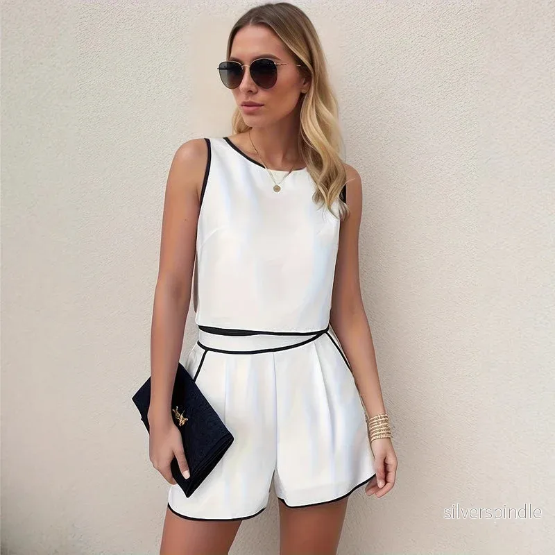 Sophie | Elegant Ärmlös Väst och Högmidjade Shorts för Sommar - Bild 2