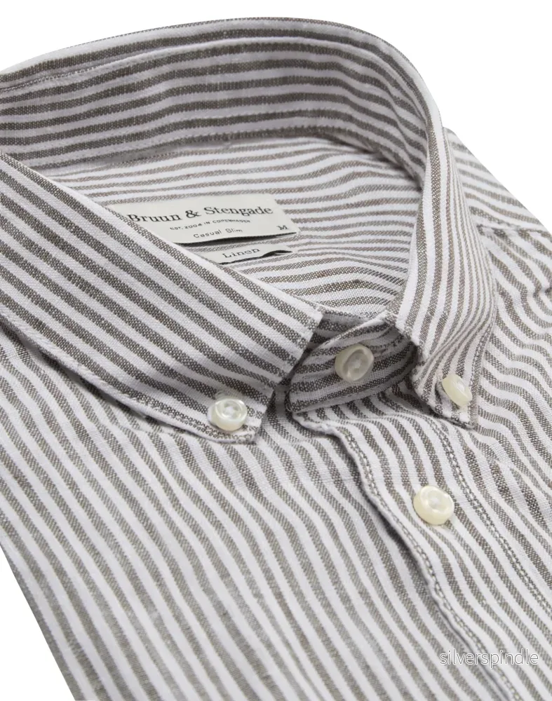 BS Bottas Casual Slim Fit Skjorta - Army/White - Bild 2