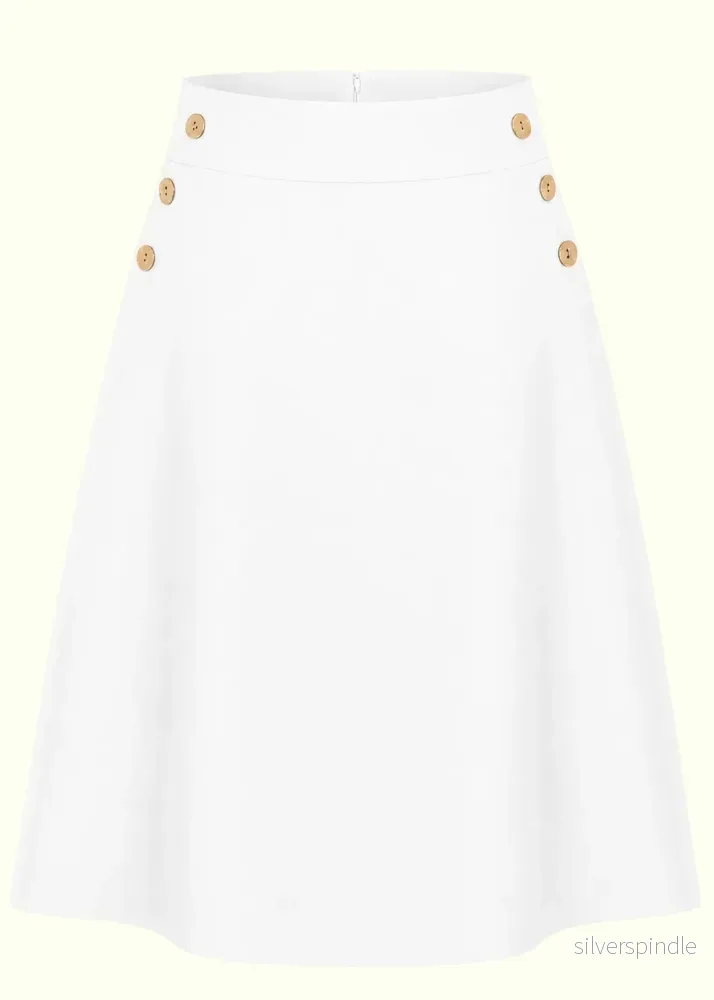 A-linjeformad kjol med knappar – off-white A-linjeformad kjol med knappar – off-white