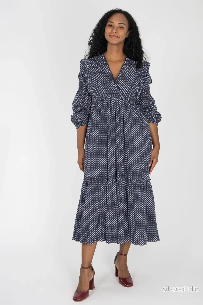 Flounce dobby midi dress - Blue star - Bild 2