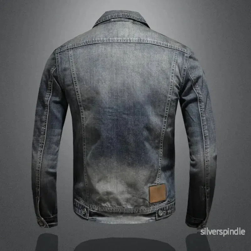Retro Denimjacka | Jeansjacka för Män med Klassiska Knappar | Tidlös Vintagedesign för Avslappnad Elegans - Bild 2