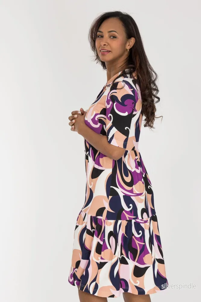 Forever mine collar short jersey dress - Lilac - Bild 3