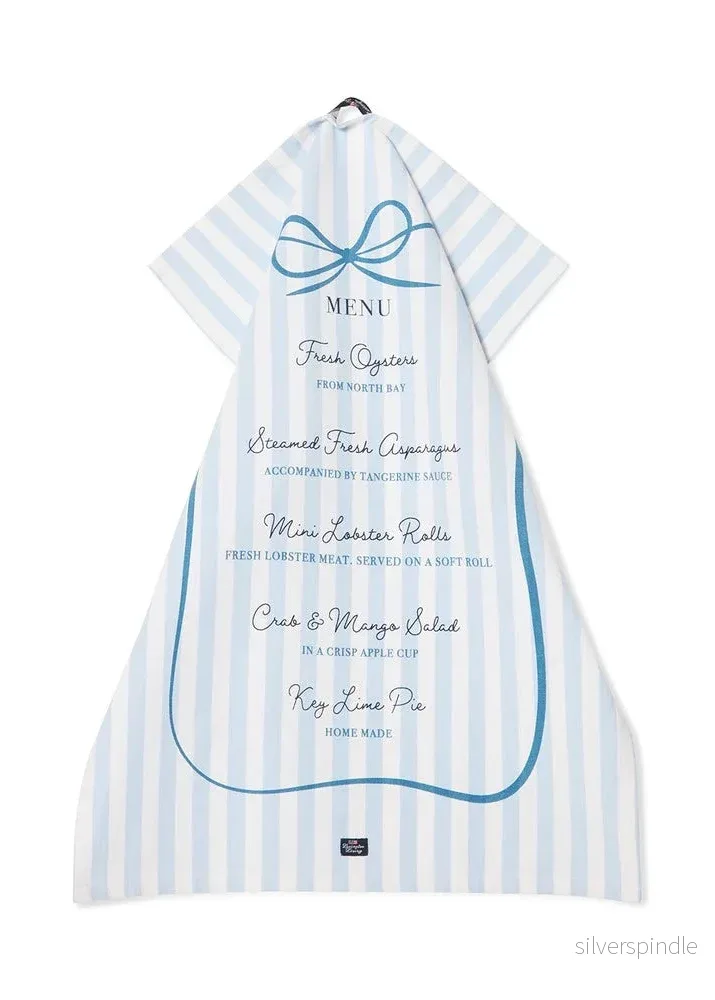 Lexington Party Menu Org Cot Kitchen Towel BL/WH