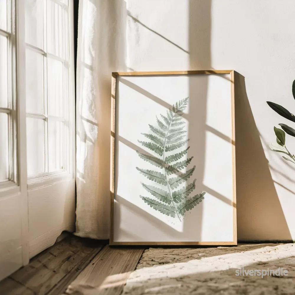 Sage Green Fern No. 2 – Botanisk ormbunkeposter i salviagrön - Bild 3