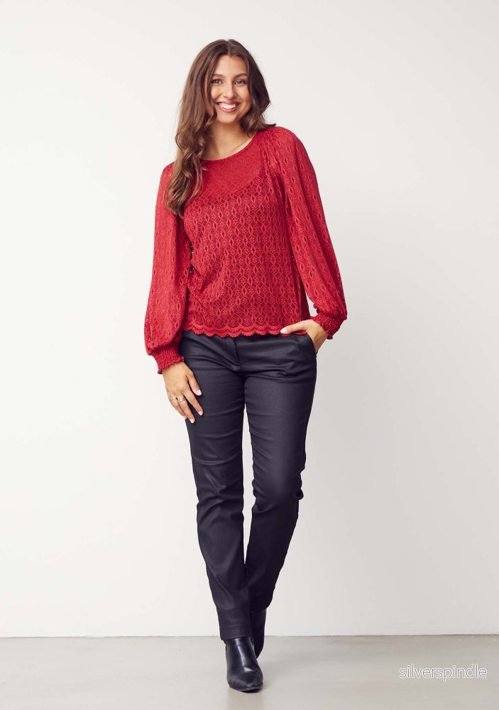 Katty Lace Blouse – Warm Red