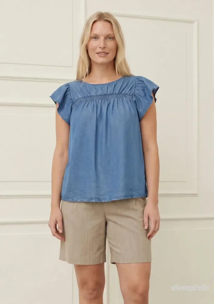 Ganja Smock Top – Denim Blue Ganja Smock Top – Denim Blue
