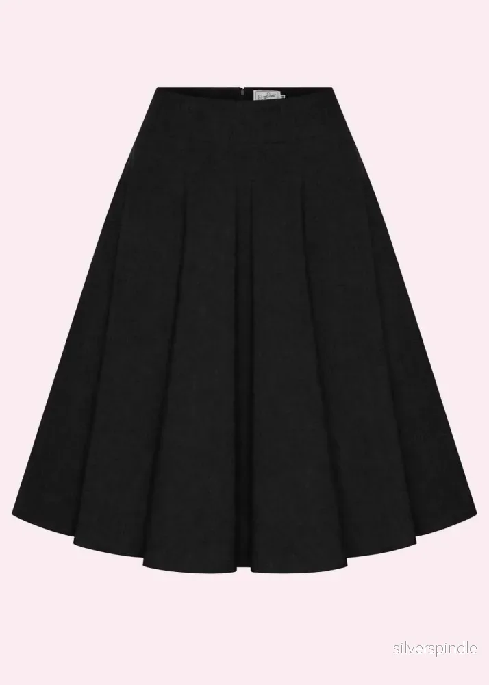 1950-tals swingkjol – svart linen 1950-tals swingkjol – svart linen