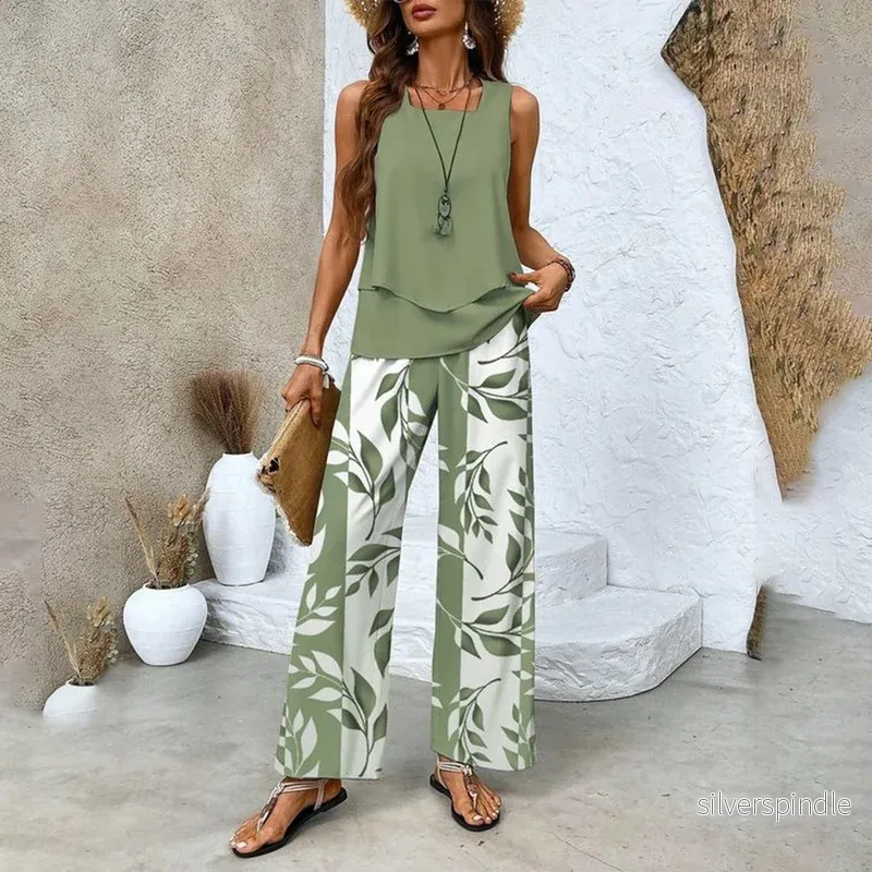 Ava | Elegant Vår Tvådelat Set med Slim Fit Byxor Ava | Elegant Vår Tvådelat Set med Slim Fit Byxor