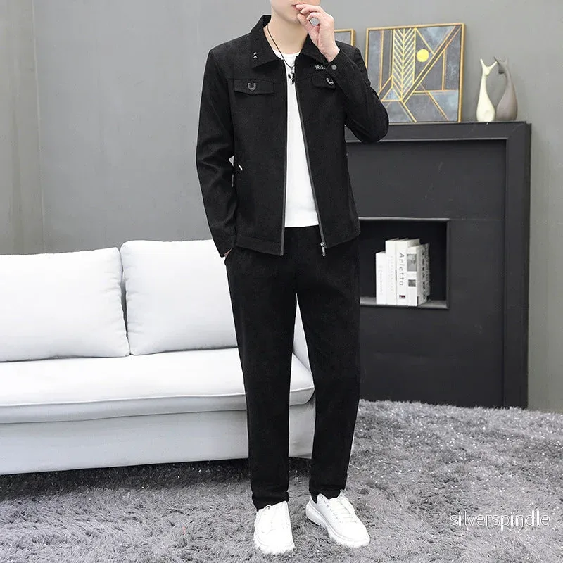 Ethan | Elegant Tvådelad Höstkostym i Manchestermaterial
