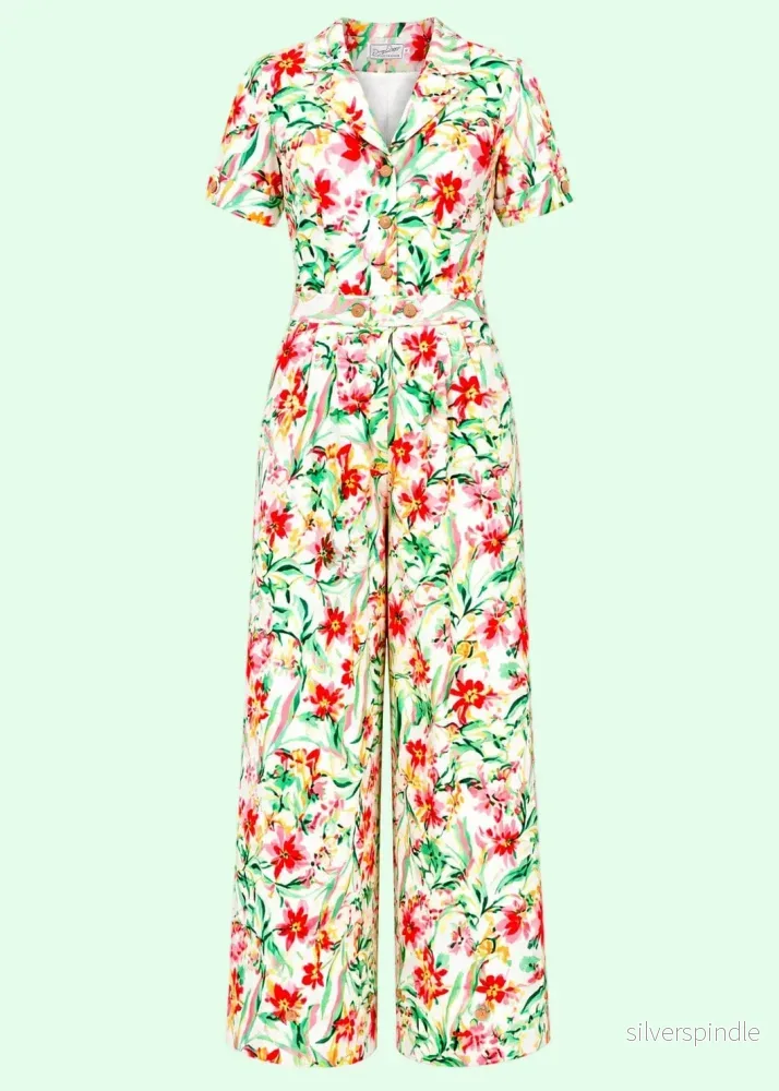 Maxine jumpsuit med korta ärmar – multi floral Maxine jumpsuit med korta ärmar – multi floral