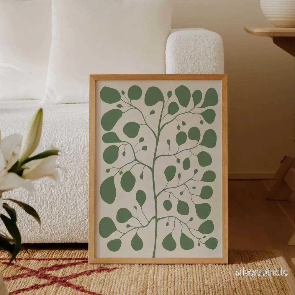 Fikonträd & Pilea Poster - Botanisk Väggkonst för Vardagsrum