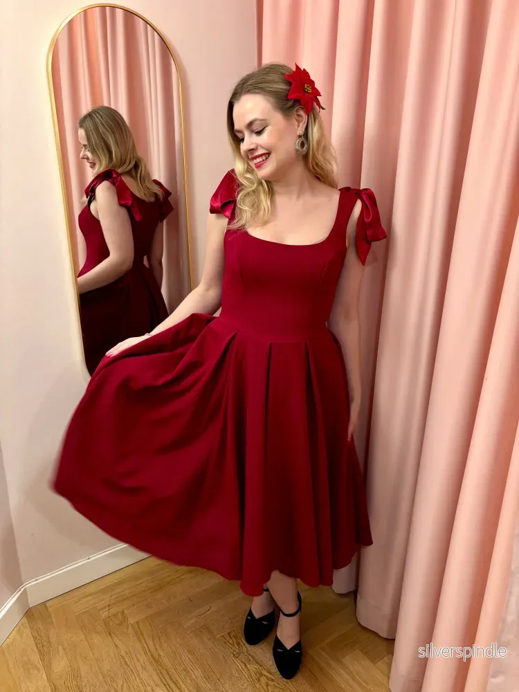 1950-tals Josephine midi klänning - bordeaux - Bild 3