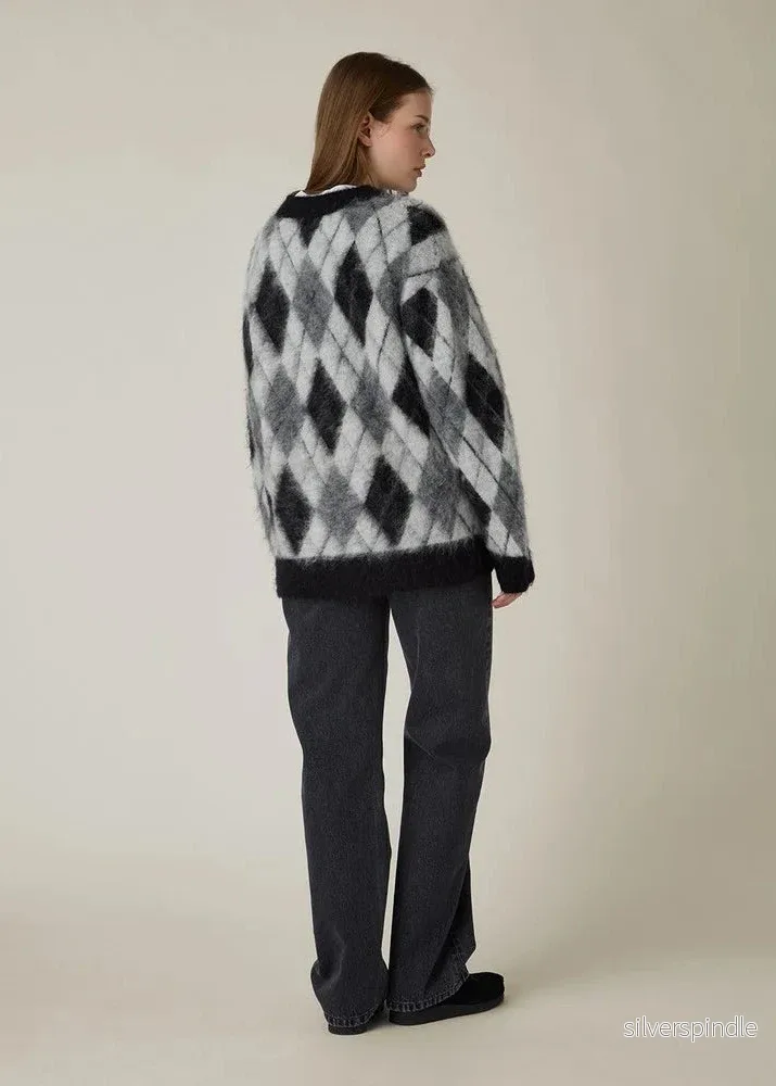 Lexington Brushed Argyle Knit Sweater Grey multi - Bild 3