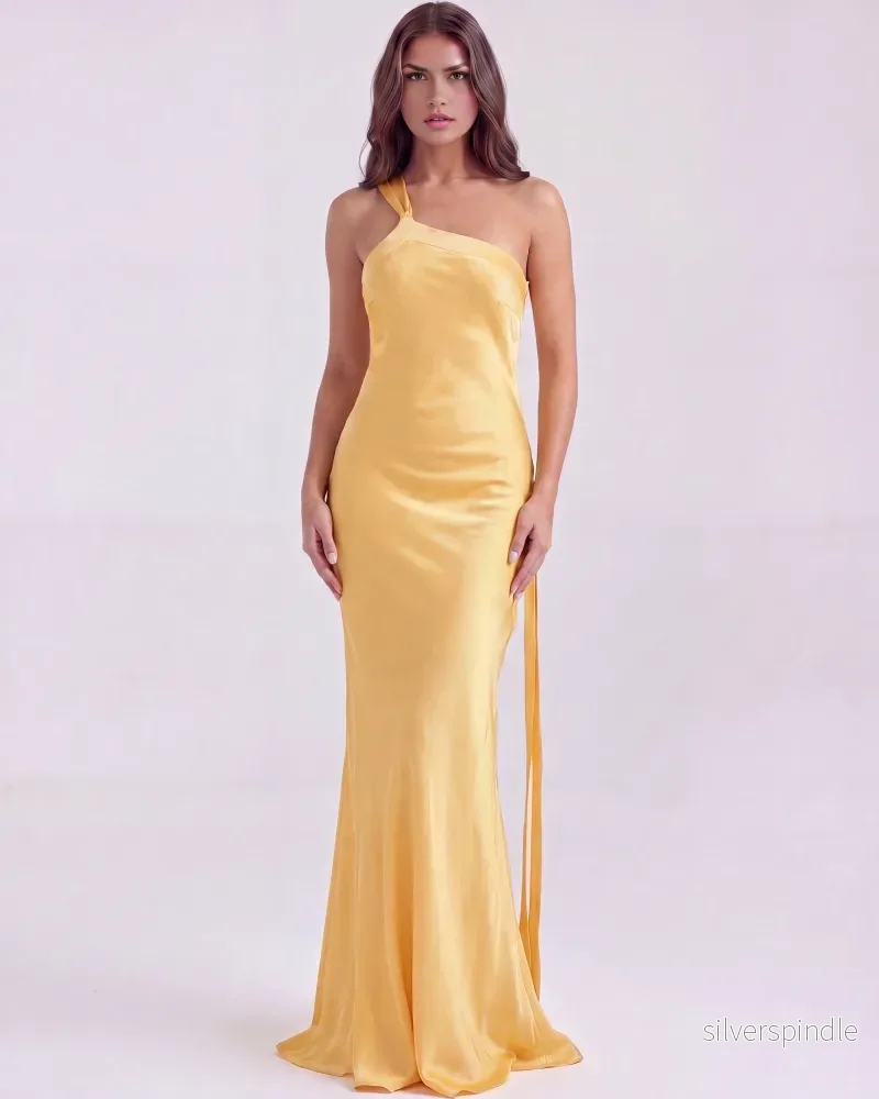Sophia | Elegant Golvlång Klänning i Smörgul - Bild 3