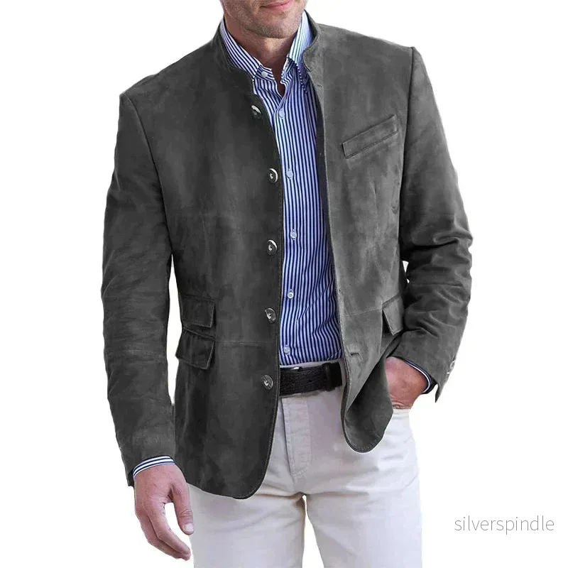 Elegant Kavaj med Ståkrage för Män - Slim Fit Design för Modern Stil - Bild 2