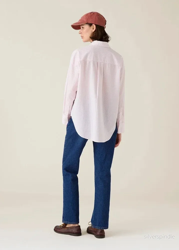 Lexington Casual SeerSucker Shirt Pink/White Strip - Bild 3