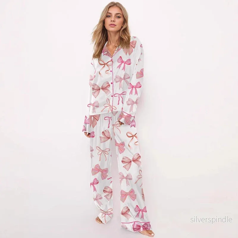 Emma | Tryckt Vårpyjamas Set med Lång Ärmar