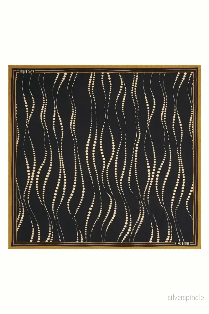 Twirl-scarf i svart med grafiskt prickmönster