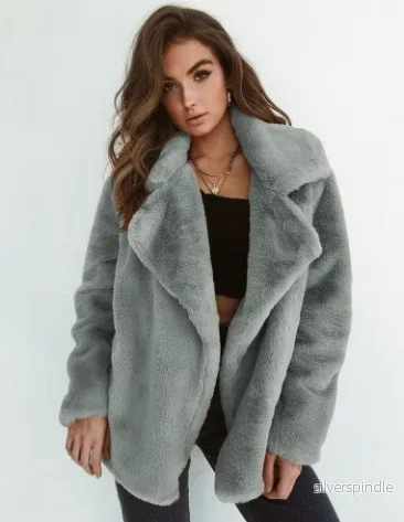 Elegant Vinterjacka Dam | Lång Plyschjacka med Mjuk Textur | Chic och Varm för Kalla Dagar - Bild 3