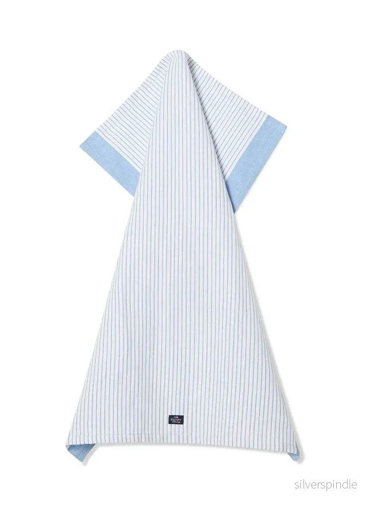Lexington Striped Linen/Cotton Kitchen Towel BL/WH