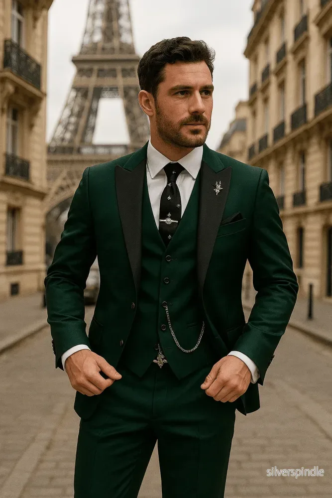 Elegant Slim Fit Dräkt för Män med Kavaj, Väst och Byxor | Perfekt för Formella Evenemang