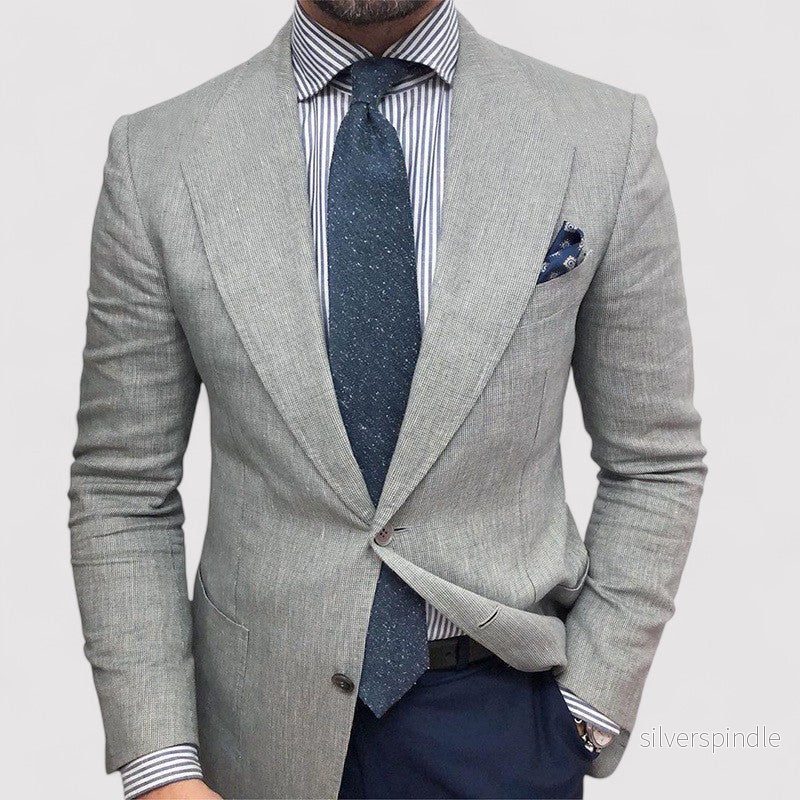 Elegant Slim Fit Kavaj för Män med Skräddarsydd Design | Mångsidig Blazer i Ljusgrå och Ljusblå för Affär och Fritid Elegant Slim Fit Kavaj för Män med Skräddarsydd Design | Mångsidig Blazer i Ljusgrå och Ljusblå för Affär och Fritid