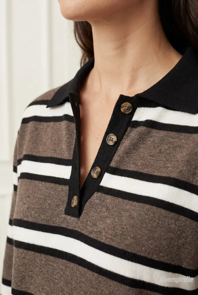 Frigga Polo Pullover - Potato Melange Stripe - Bild 2