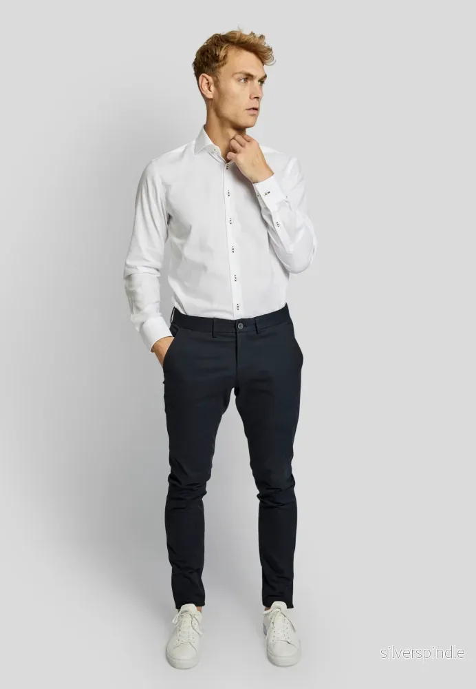 BS Anton Slim Fit Chinos - Marinblå - Bild 3