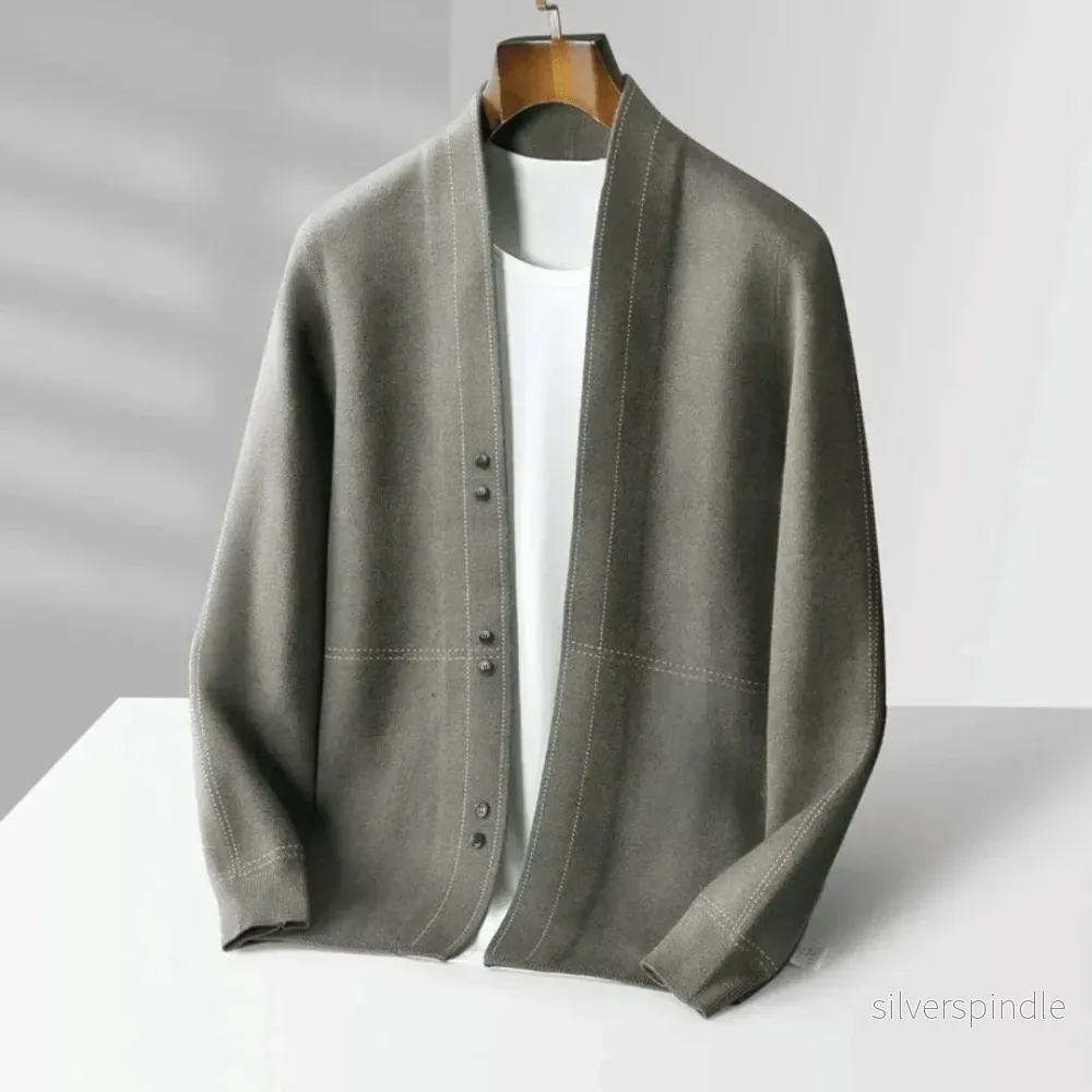 Elegant Stickad Kofta för Män med Knappfront - Perfekt för Lagerläggning och Stil
